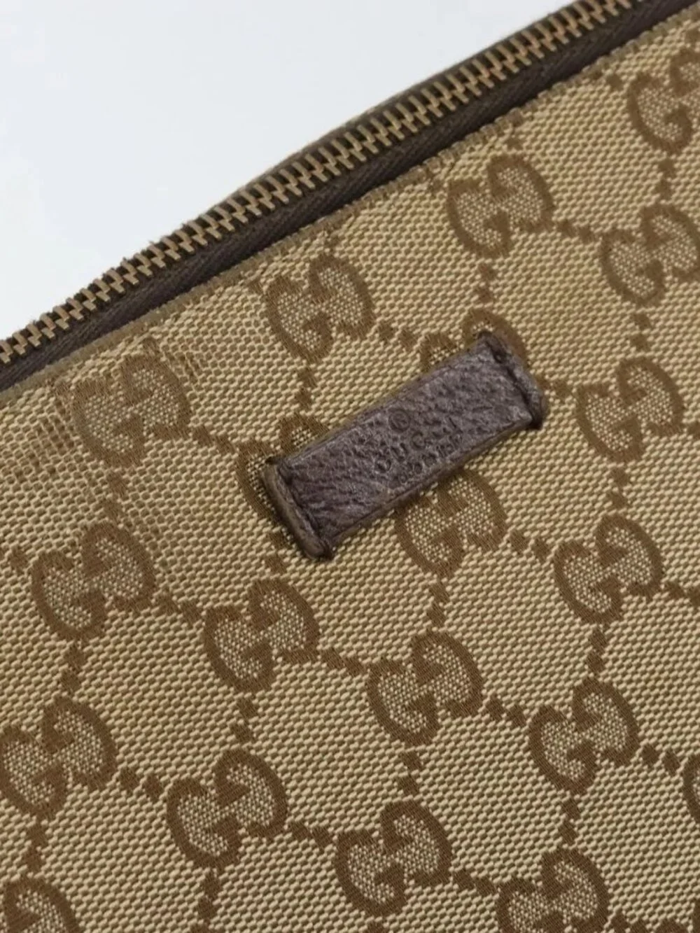 GUCCI GG Canvas Shoulder Bag Beige Silver 114273 Auth 157746